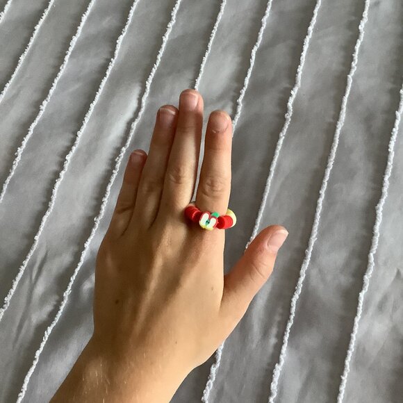 *Hand Made By Callie* 🍎 Apple Themed Bracelet And Ring Set 🍏 - Picture 4 of 5
